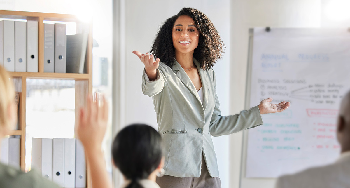 Woman teaching class