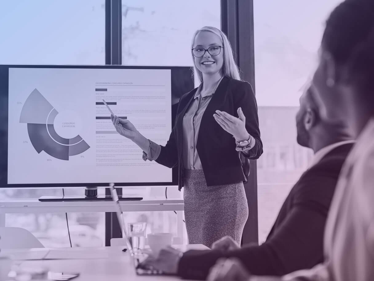 a woman leading a presentation